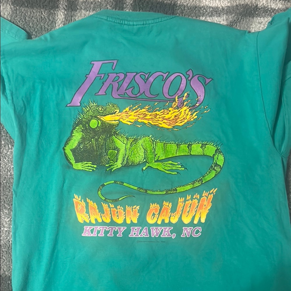Teal Graphic T-Shirt with Iguana Design